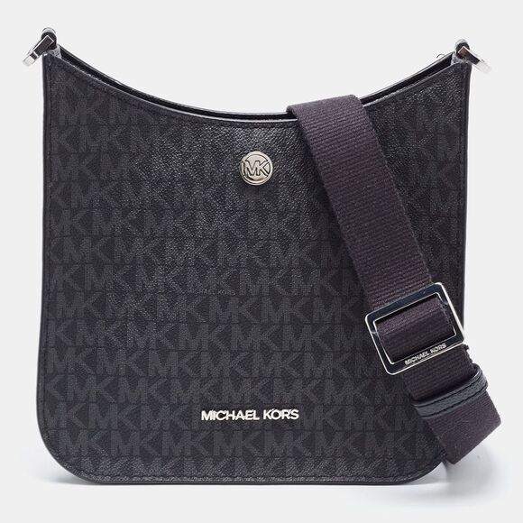 Michael Kors Black Signature Coated Canvas Briley Messenger Bag